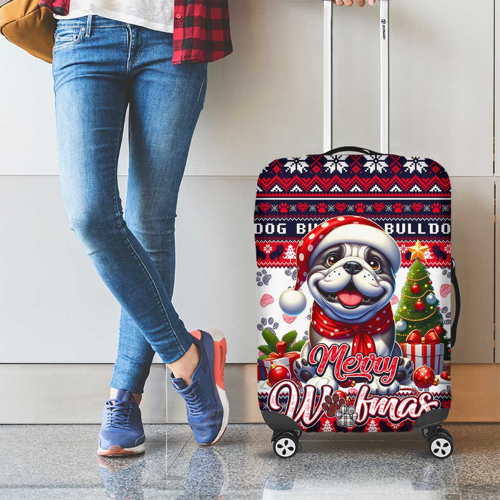 Bulldog Merry Woofmas Luggage Cover Christmas Dog Art Style - Wonder Print Shop