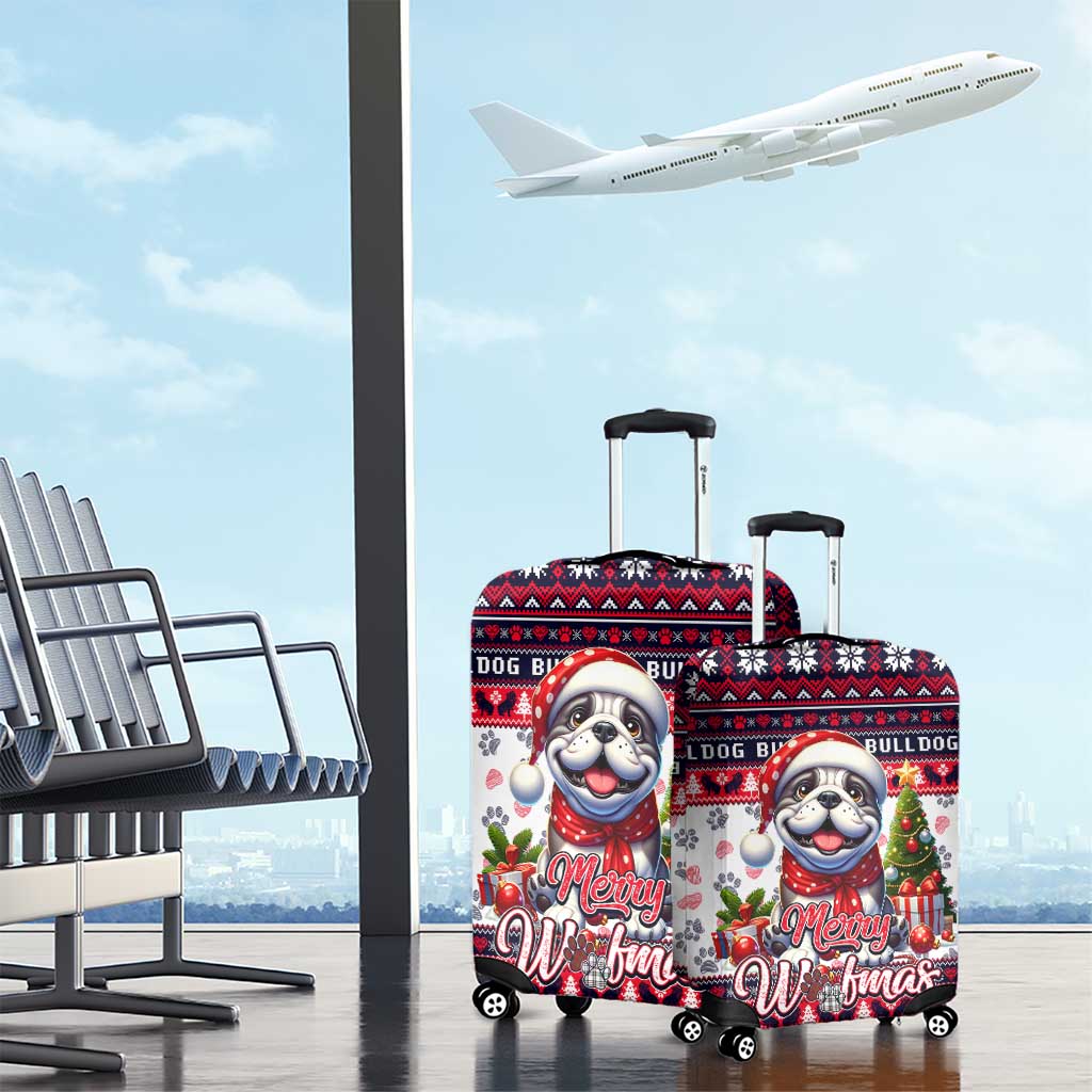 Bulldog Merry Woofmas Luggage Cover Christmas Dog Art Style - Wonder Print Shop