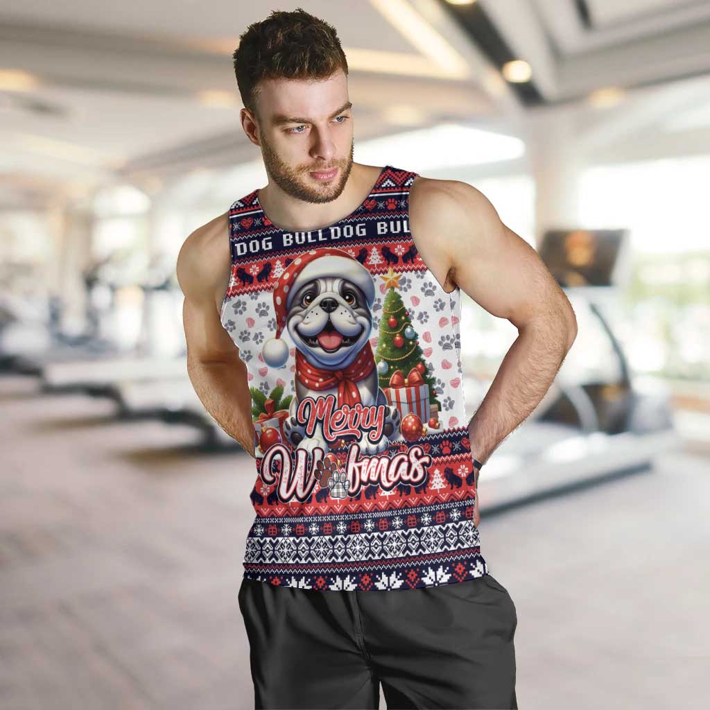 Bulldog Merry Woofmas Men Tank Top Christmas Dog Art Style - Wonder Print Shop