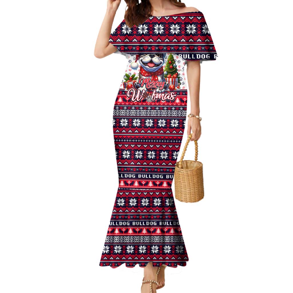 Bulldog Merry Woofmas Mermaid Dress Christmas Dog Art Style - Wonder Print Shop