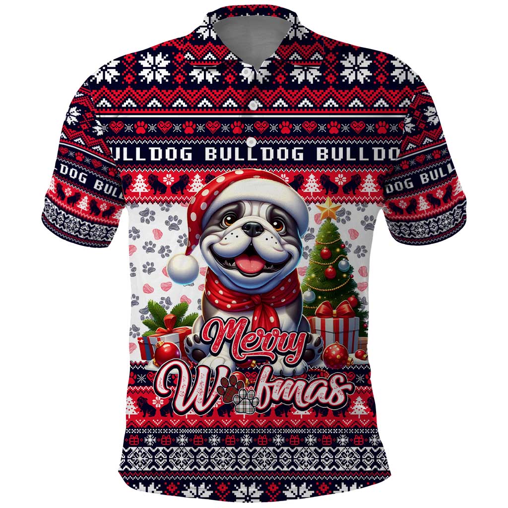 Bulldog Merry Woofmas Polo Shirt Christmas Dog Art Style - Wonder Print Shop