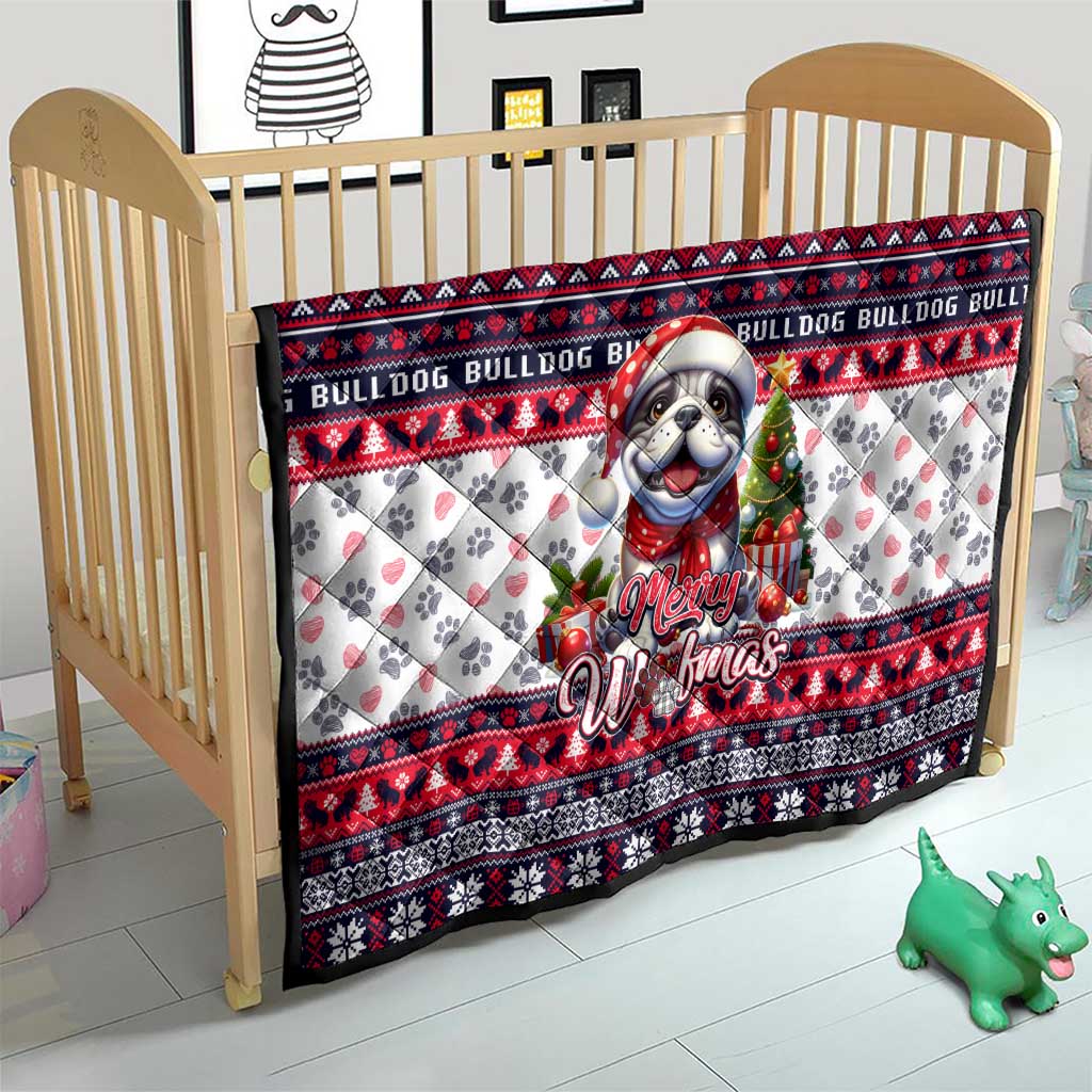 Bulldog Merry Woofmas Quilt Christmas Dog Art Style - Wonder Print Shop