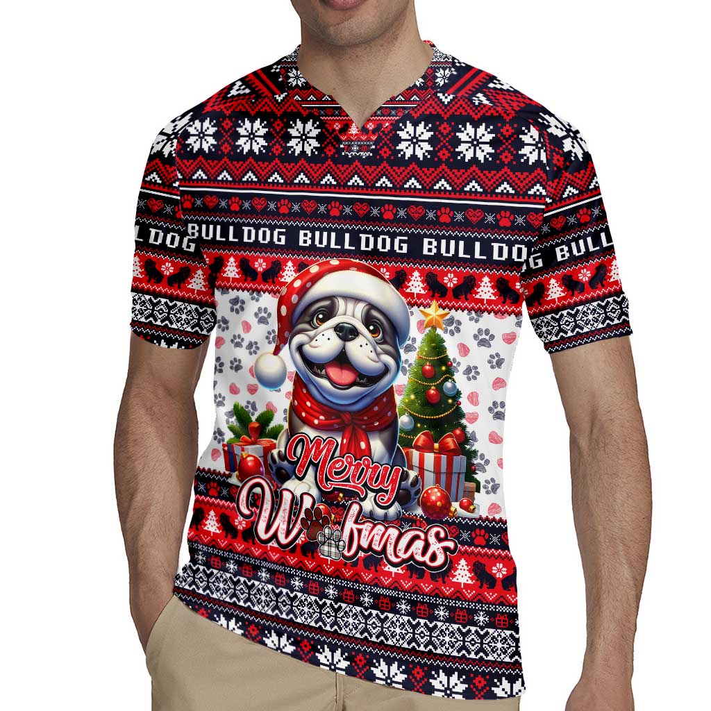 Bulldog Merry Woofmas Rugby Jersey Christmas Dog Art Style - Wonder Print Shop