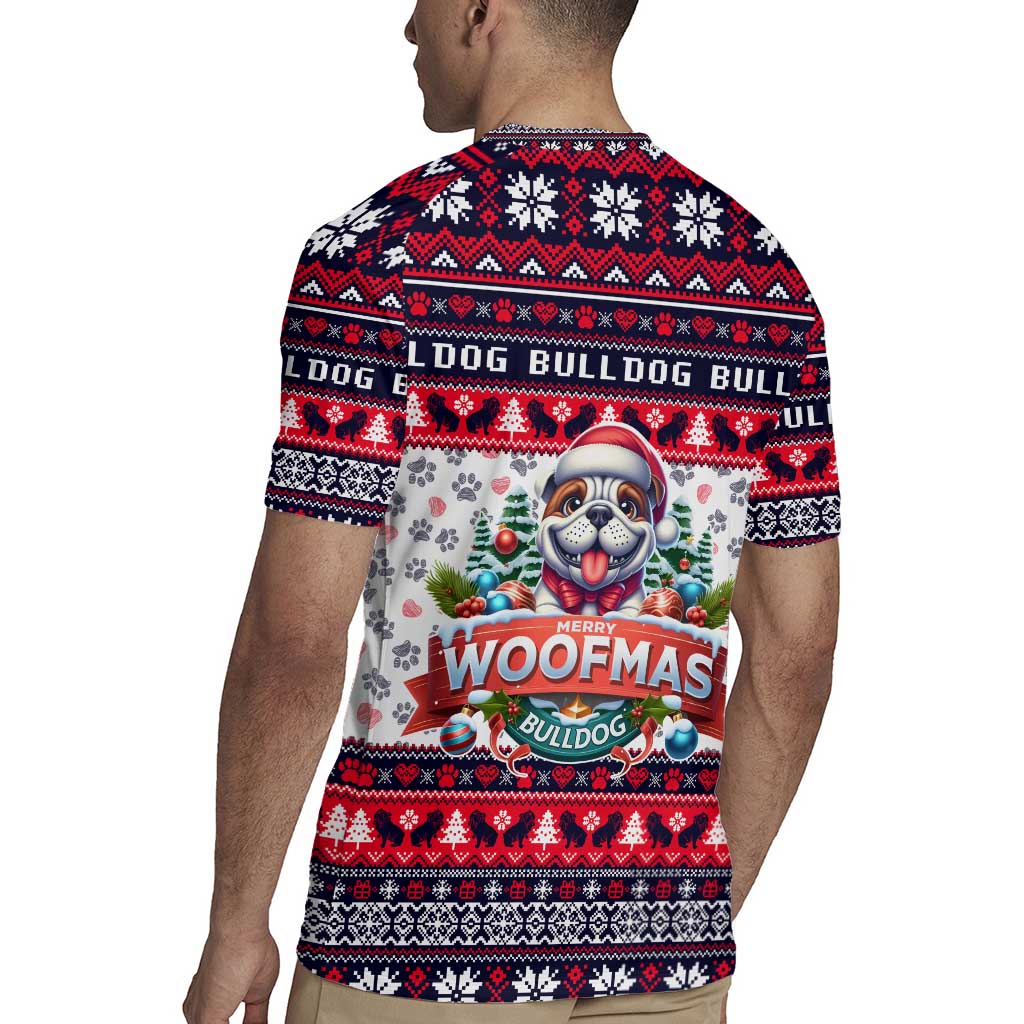Bulldog Merry Woofmas Rugby Jersey Christmas Dog Art Style - Wonder Print Shop