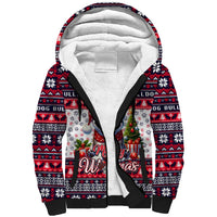 Bulldog Merry Woofmas Sherpa Hoodie Christmas Dog Art Style - Wonder Print Shop