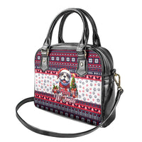 Bulldog Merry Woofmas Shoulder Handbag Christmas Dog Art Style