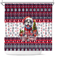 Bulldog Merry Woofmas Shower Curtain Christmas Dog Art Style