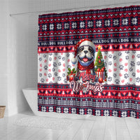 Bulldog Merry Woofmas Shower Curtain Christmas Dog Art Style
