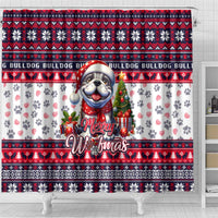 Bulldog Merry Woofmas Shower Curtain Christmas Dog Art Style