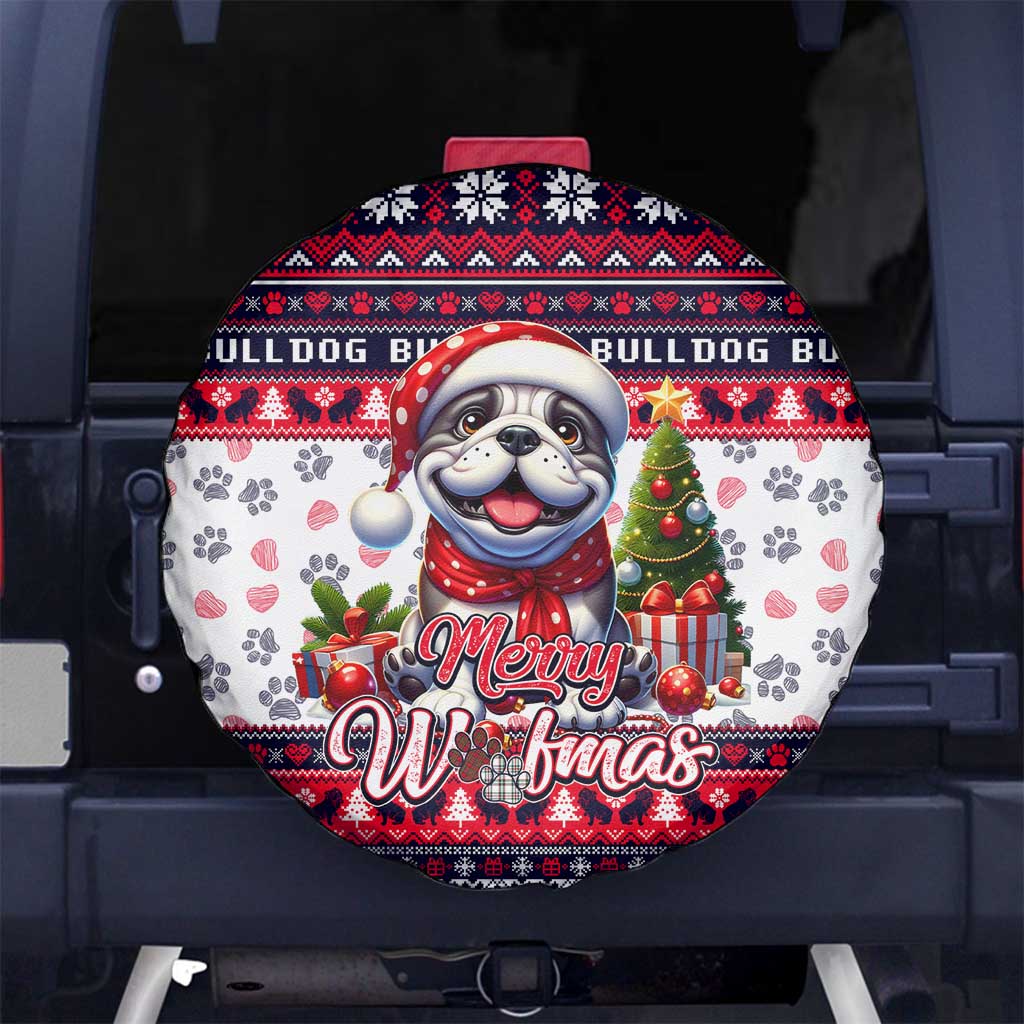 Bulldog Merry Woofmas Spare Tire Cover Christmas Dog Art Style - Wonder Print Shop