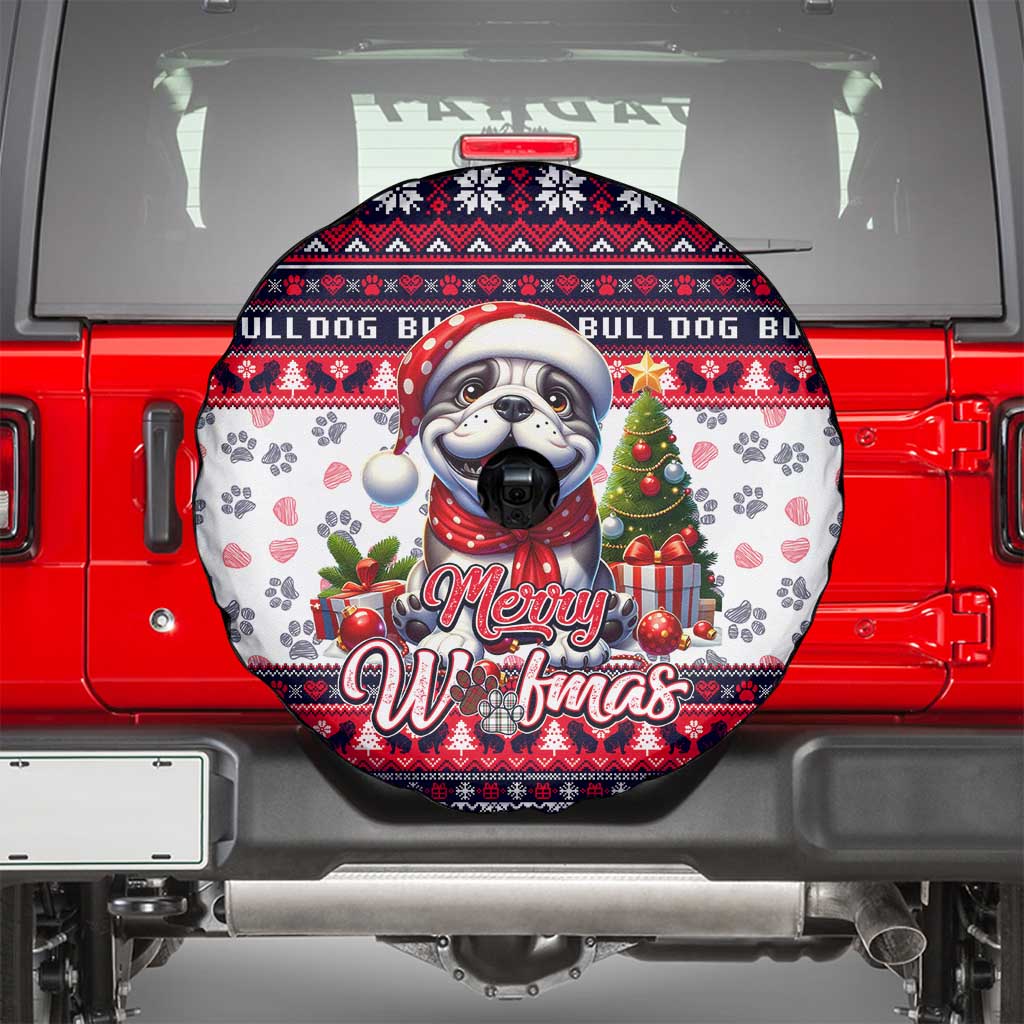 Bulldog Merry Woofmas Spare Tire Cover Christmas Dog Art Style - Wonder Print Shop