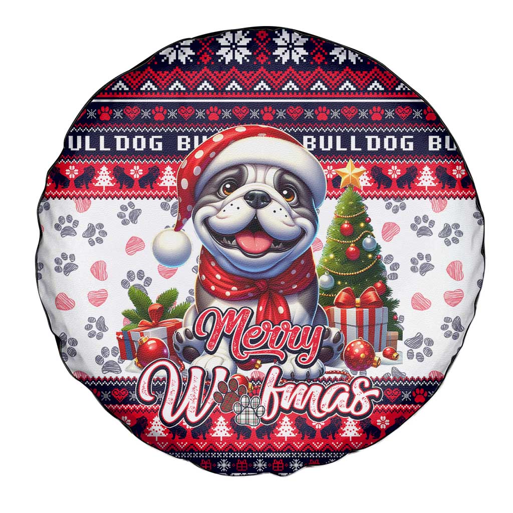 Bulldog Merry Woofmas Spare Tire Cover Christmas Dog Art Style - Wonder Print Shop