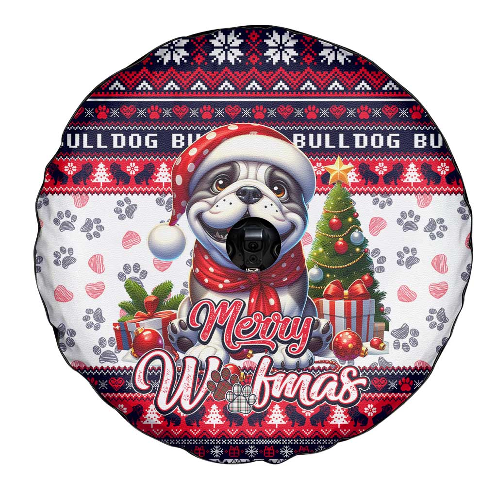 Bulldog Merry Woofmas Spare Tire Cover Christmas Dog Art Style - Wonder Print Shop