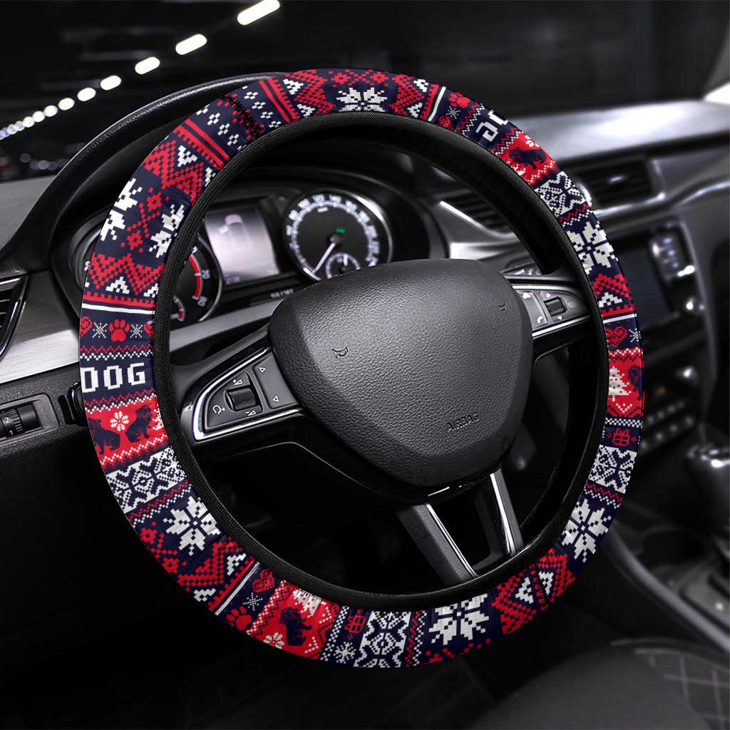 Bulldog Merry Woofmas Steering Wheel Cover Christmas Dog Art Style - Wonder Print Shop
