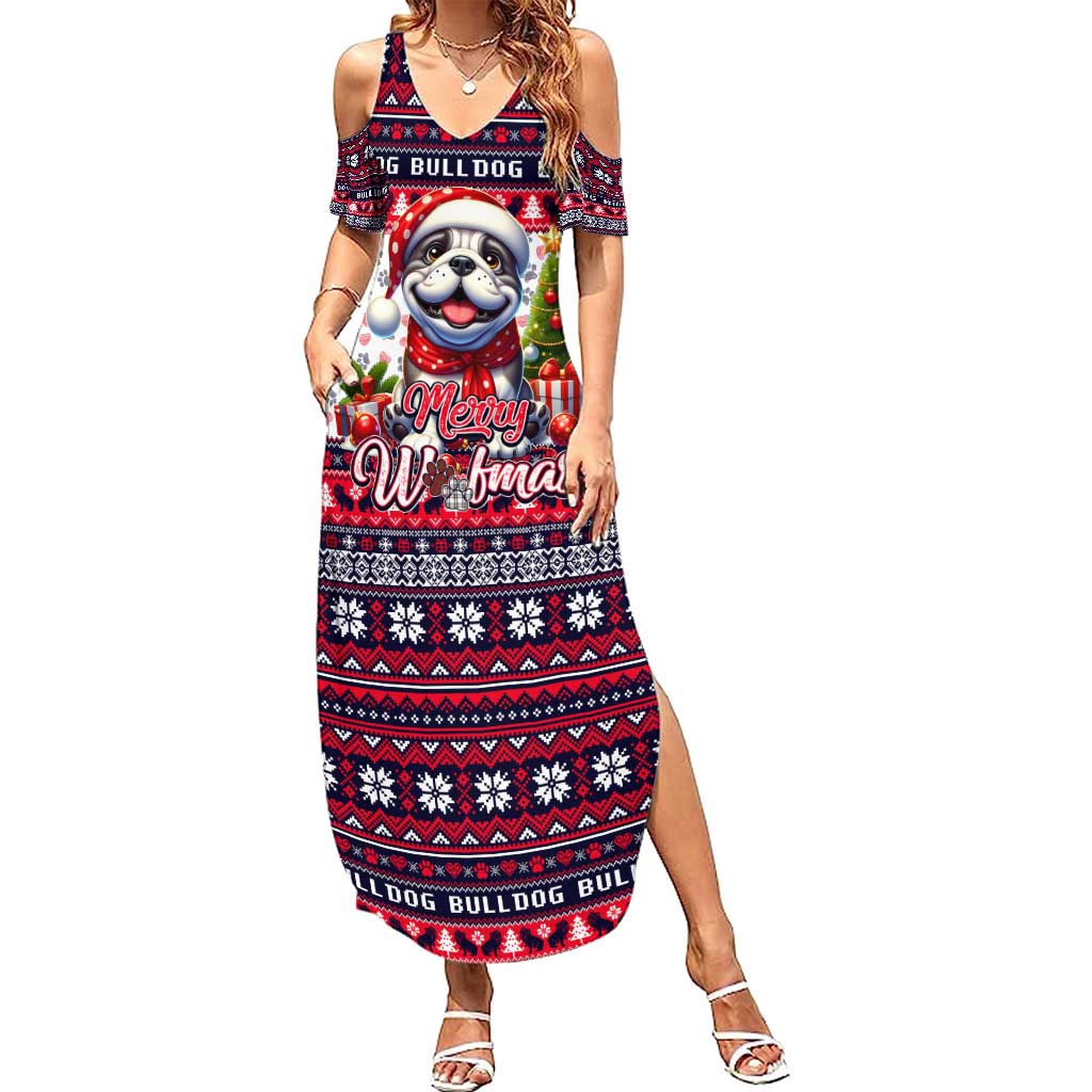 Bulldog Merry Woofmas Summer Maxi Dress Christmas Dog Art Style - Wonder Print Shop