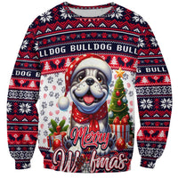 Bulldog Merry Woofmas Sweatshirt Christmas Dog Art Style - Wonder Print Shop