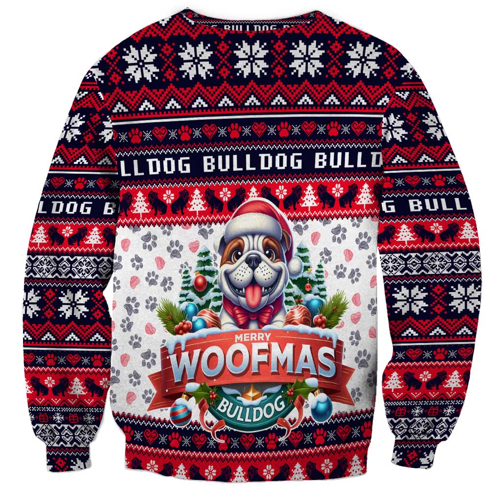 Bulldog Merry Woofmas Sweatshirt Christmas Dog Art Style - Wonder Print Shop
