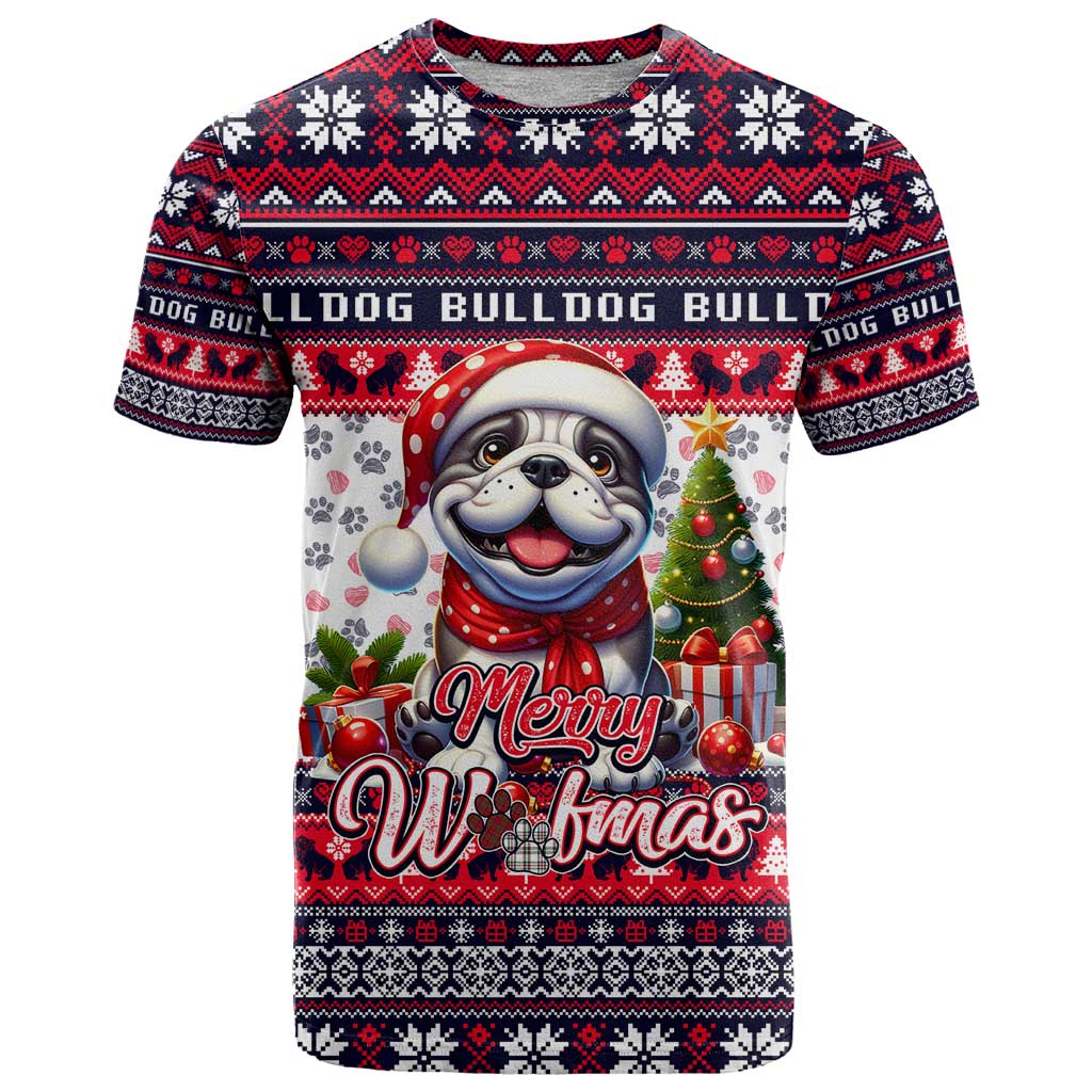 Bulldog Merry Woofmas T Shirt Christmas Dog Art Style - Wonder Print Shop