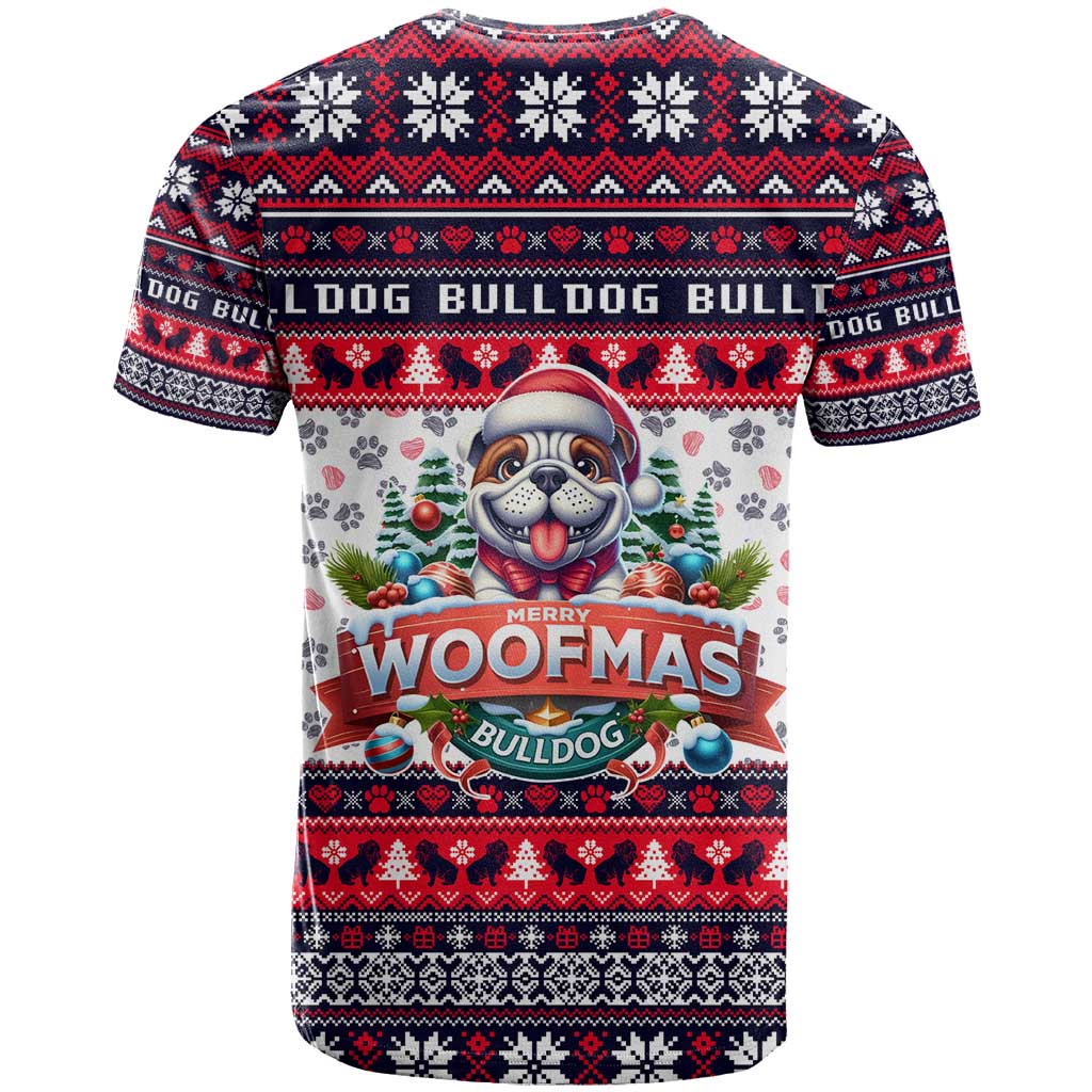 Bulldog Merry Woofmas T Shirt Christmas Dog Art Style - Wonder Print Shop