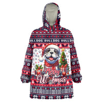 Bulldog Merry Woofmas Wearable Blanket Hoodie Christmas Dog Art Style - Wonder Print Shop