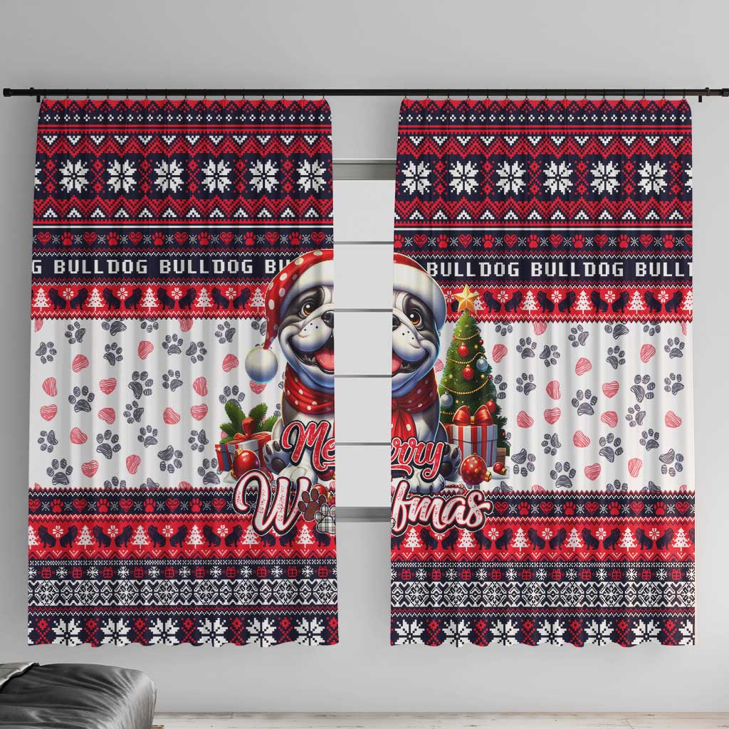 Bulldog Merry Woofmas Window Curtain Christmas Dog Art Style - Wonder Print Shop