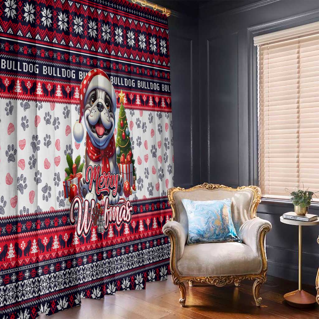 Bulldog Merry Woofmas Window Curtain Christmas Dog Art Style - Wonder Print Shop