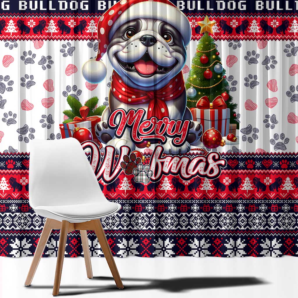 Bulldog Merry Woofmas Window Curtain Christmas Dog Art Style - Wonder Print Shop