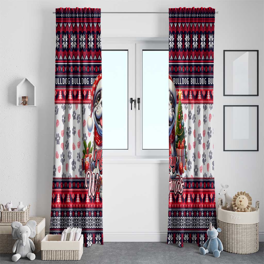 Bulldog Merry Woofmas Window Curtain Christmas Dog Art Style - Wonder Print Shop