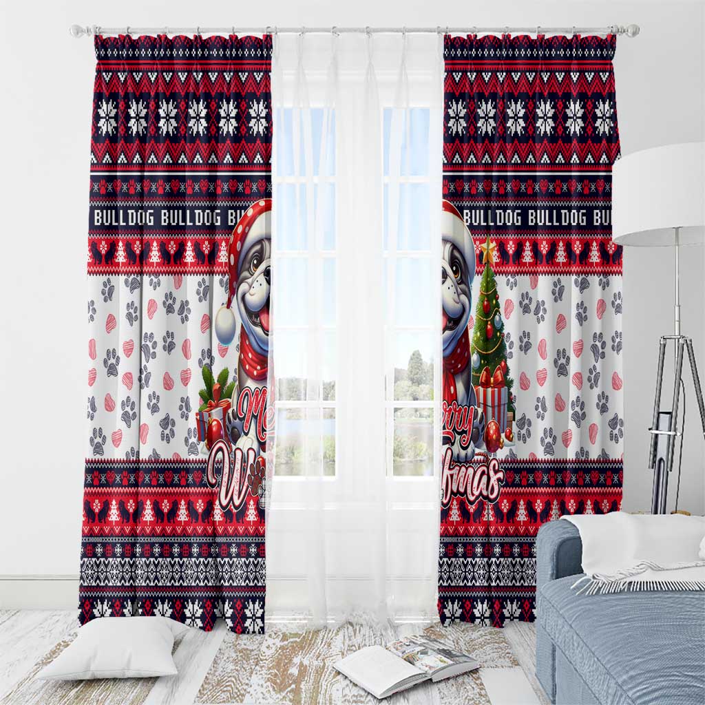 Bulldog Merry Woofmas Window Curtain Christmas Dog Art Style - Wonder Print Shop