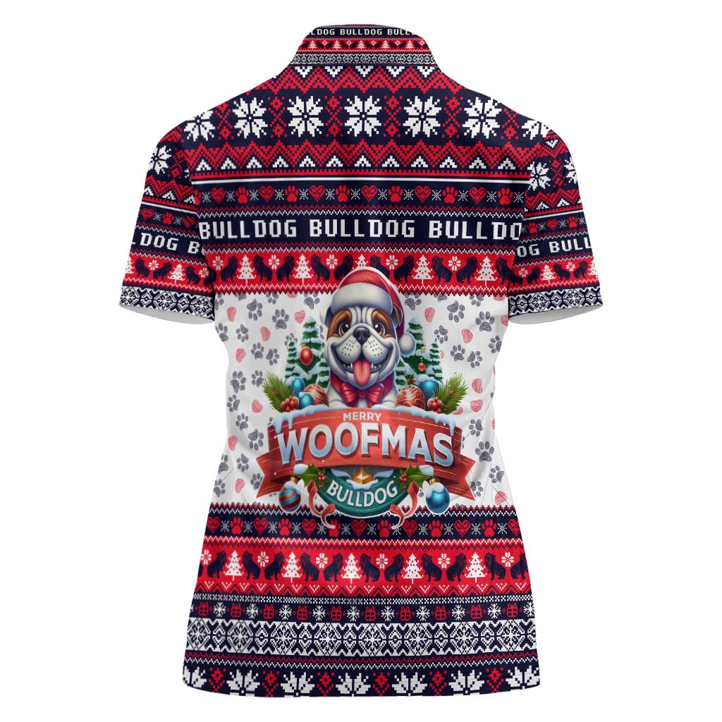 Bulldog Merry Woofmas Women Polo Shirt Christmas Dog Art Style - Wonder Print Shop