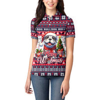 Bulldog Merry Woofmas Women Polo Shirt Christmas Dog Art Style - Wonder Print Shop