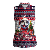 Bulldog Merry Woofmas Women Sleeveless Polo Shirt Christmas Dog Art Style - Wonder Print Shop