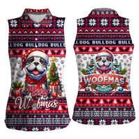 Bulldog Merry Woofmas Women Sleeveless Polo Shirt Christmas Dog Art Style - Wonder Print Shop
