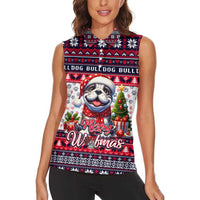 Bulldog Merry Woofmas Women Sleeveless Polo Shirt Christmas Dog Art Style - Wonder Print Shop