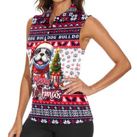 Bulldog Merry Woofmas Women Sleeveless Polo Shirt Christmas Dog Art Style - Wonder Print Shop