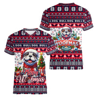 Bulldog Merry Woofmas Women V-Neck T-Shirt Christmas Dog Art Style - Wonder Print Shop
