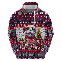 Bulldog Merry Woofmas Zip Hoodie Christmas Dog Art Style - Wonder Print Shop