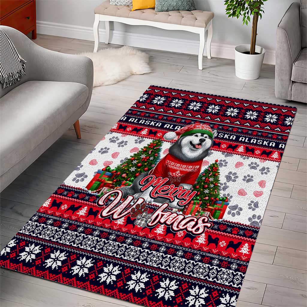 Alaska Merry Woofmas Area Rug Christmas Dog Art Style - Wonder Print Shop