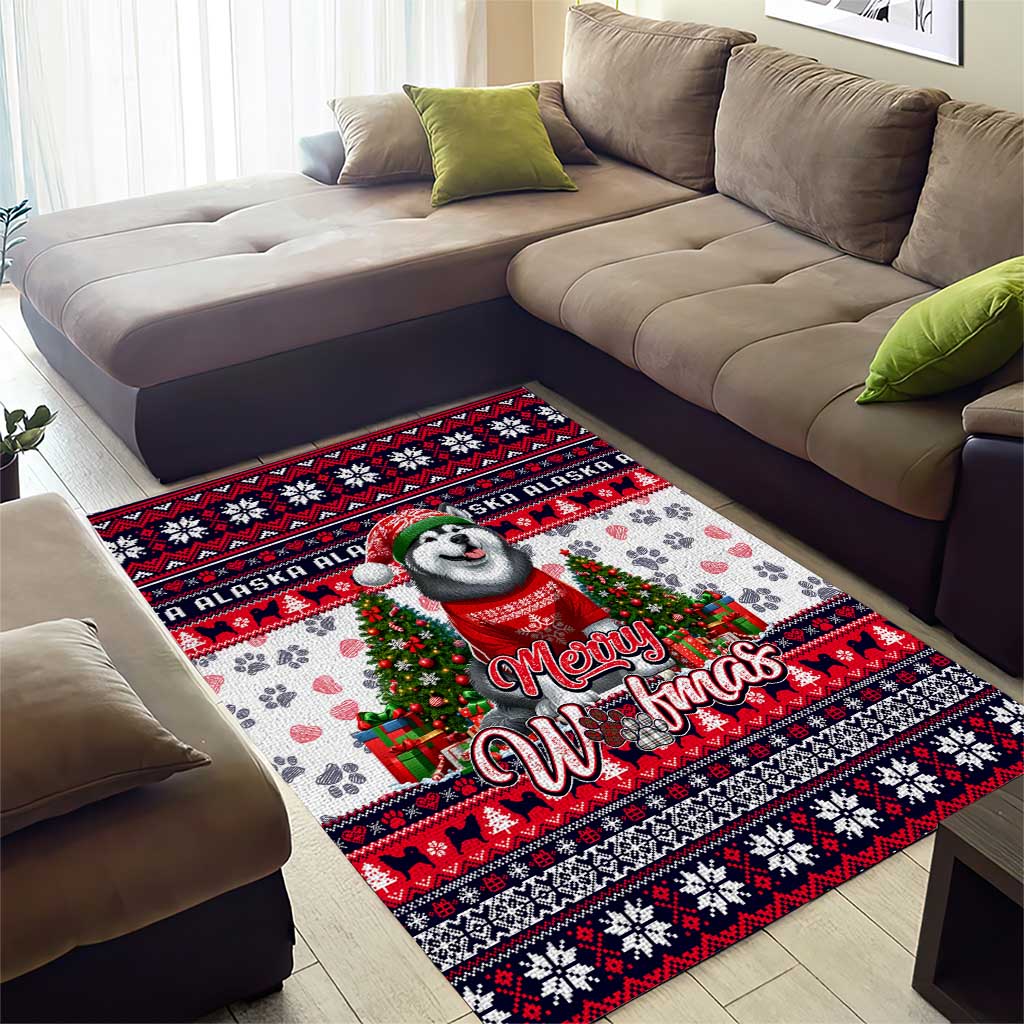 Alaska Merry Woofmas Area Rug Christmas Dog Art Style - Wonder Print Shop