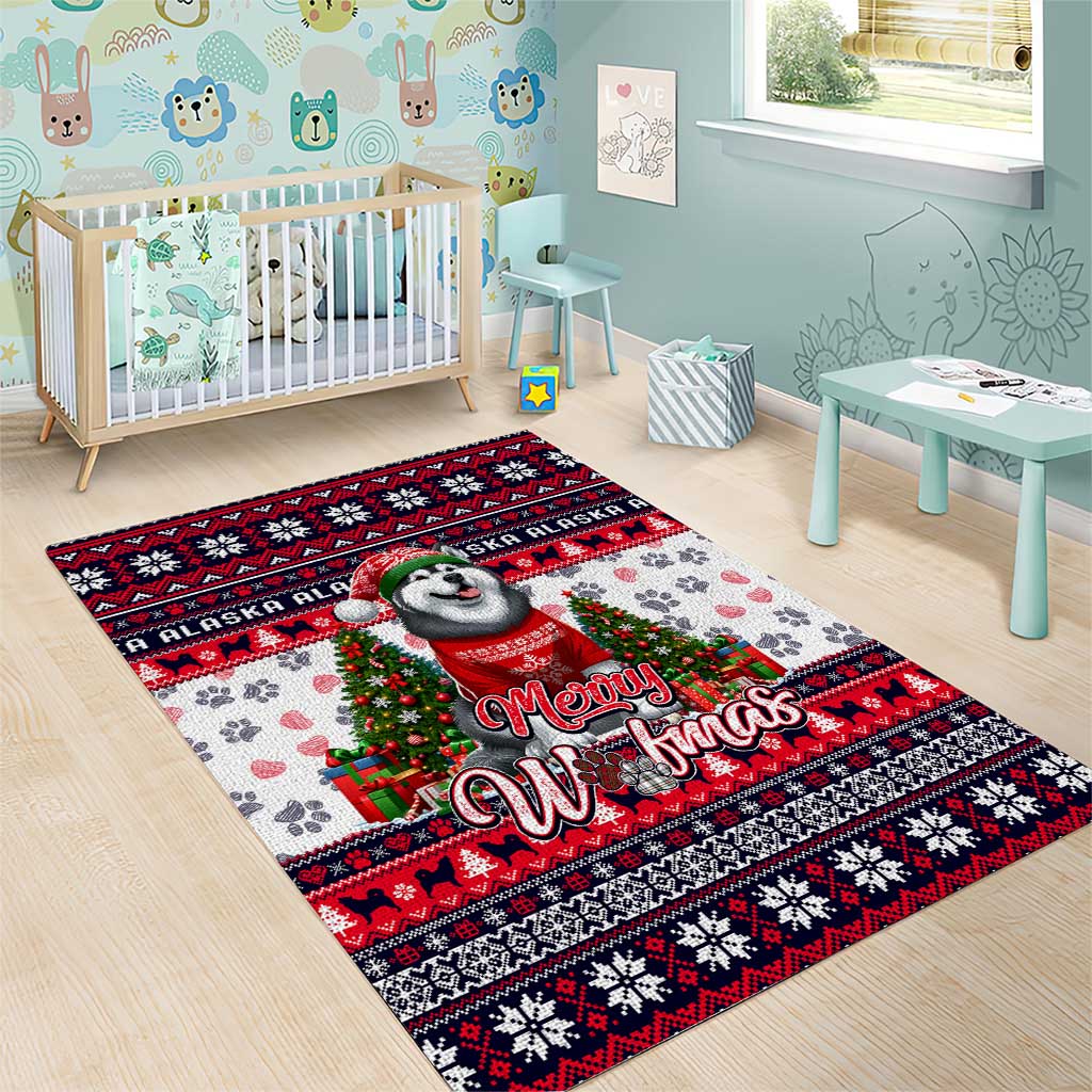 Alaska Merry Woofmas Area Rug Christmas Dog Art Style - Wonder Print Shop