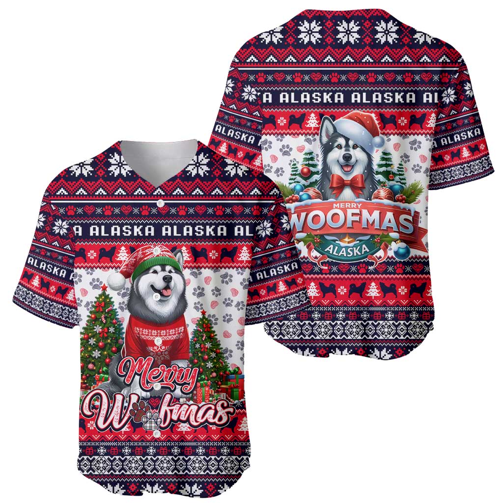 Alaska Merry Woofmas Baseball Jersey Christmas Dog Art Style - Wonder Print Shop