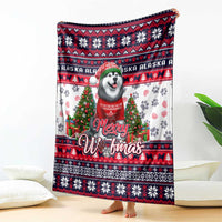 Alaska Merry Woofmas Blanket Christmas Dog Art Style