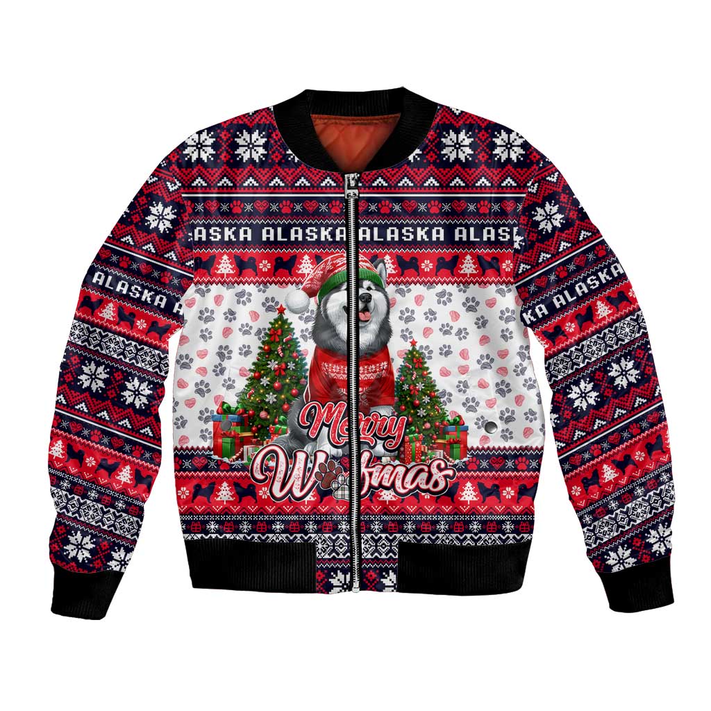Alaska Merry Woofmas Bomber Jacket Christmas Dog Art Style - Wonder Print Shop