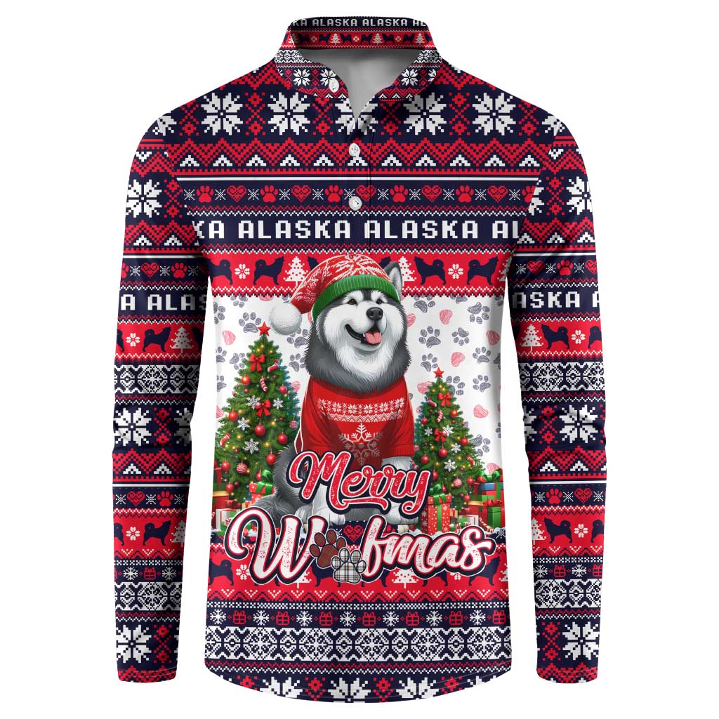 Alaska Merry Woofmas Button Sweatshirt Christmas Dog Art Style - Wonder Print Shop