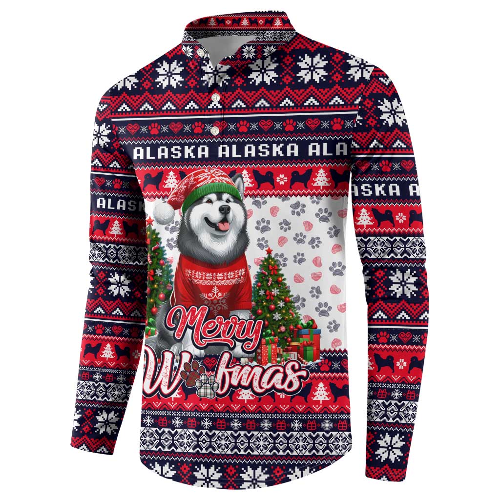 Alaska Merry Woofmas Button Sweatshirt Christmas Dog Art Style - Wonder Print Shop