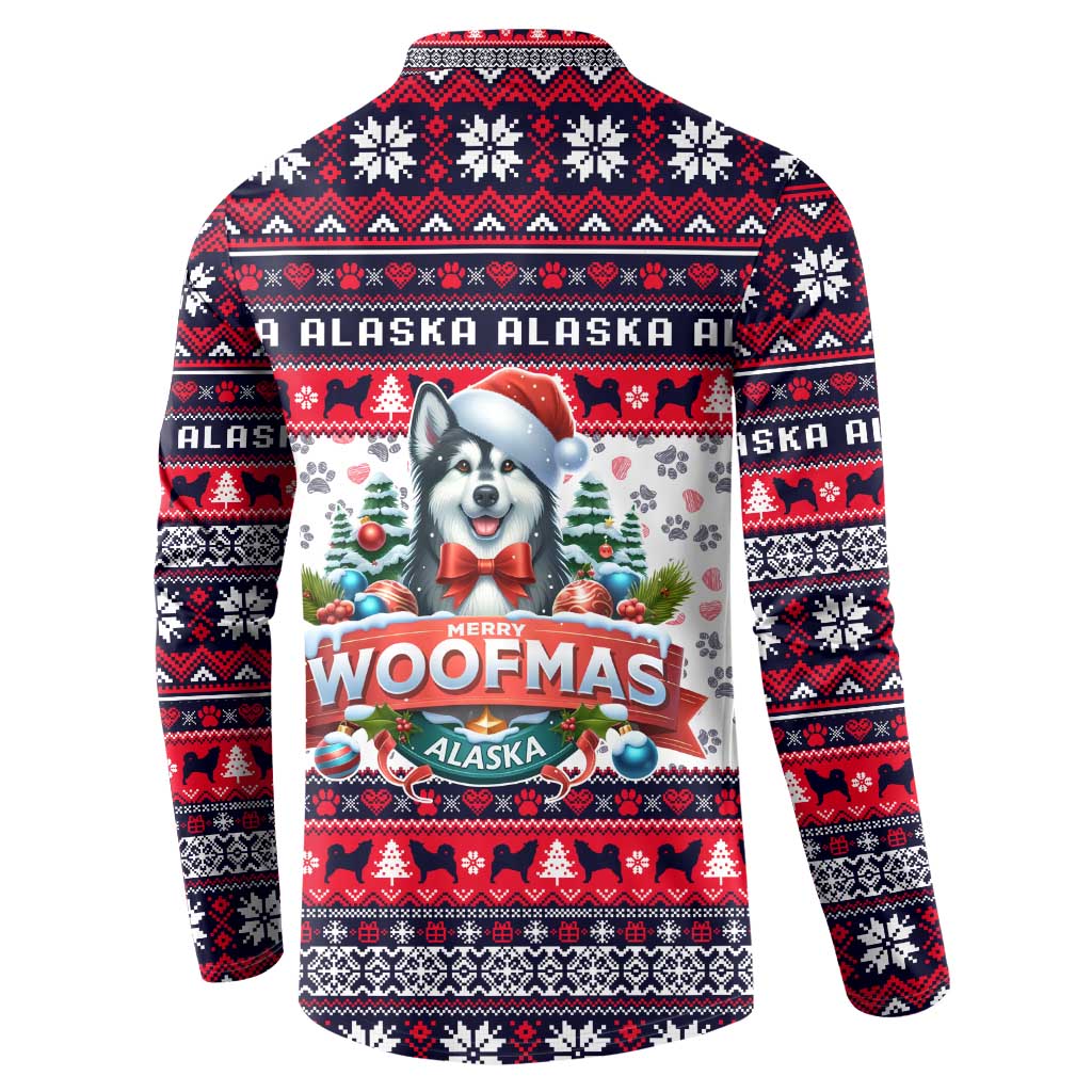 Alaska Merry Woofmas Button Sweatshirt Christmas Dog Art Style - Wonder Print Shop