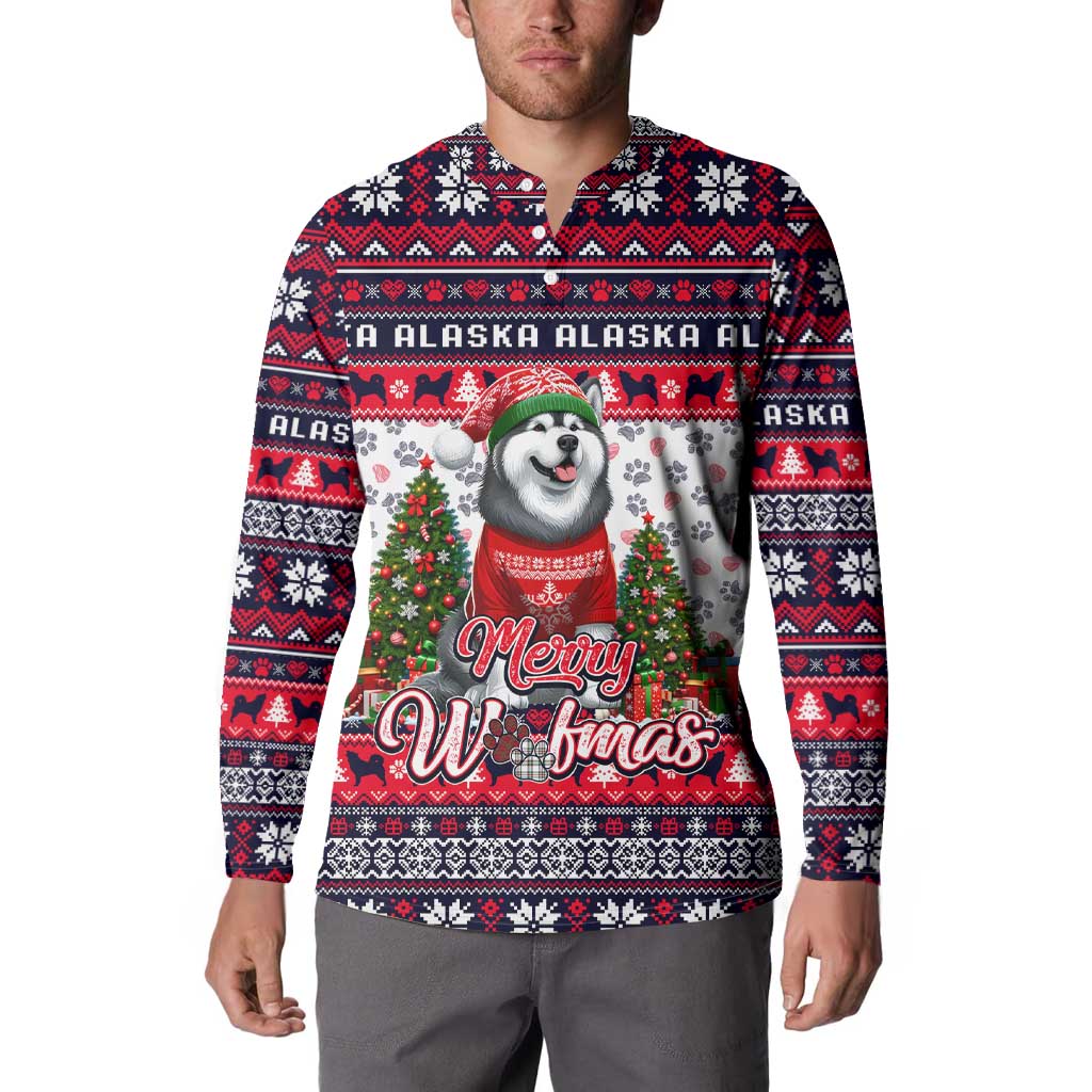 Alaska Merry Woofmas Button Sweatshirt Christmas Dog Art Style - Wonder Print Shop