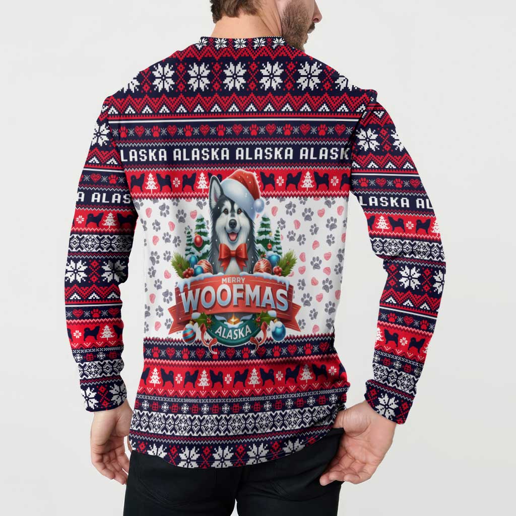 Alaska Merry Woofmas Button Sweatshirt Christmas Dog Art Style - Wonder Print Shop