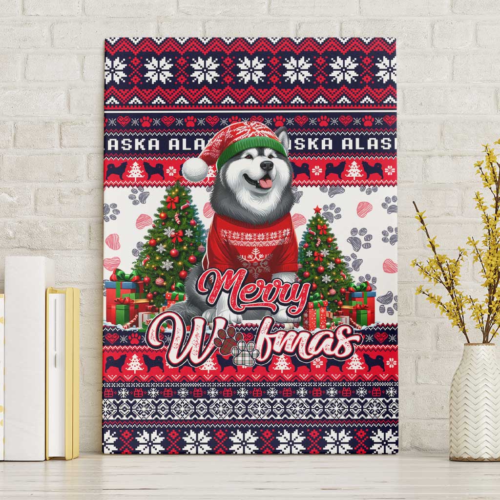 Alaska Merry Woofmas Canvas Wall Art Christmas Dog Art Style - Wonder Print Shop