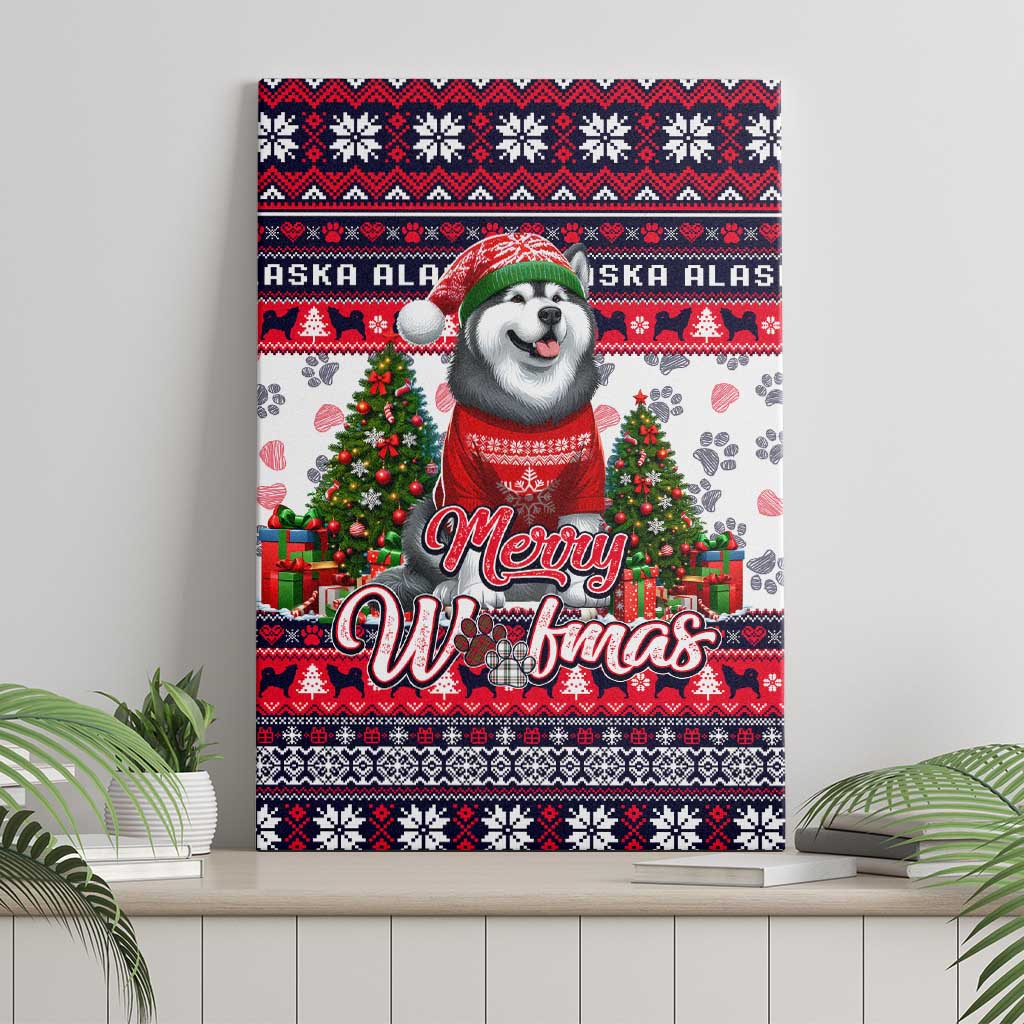 Alaska Merry Woofmas Canvas Wall Art Christmas Dog Art Style - Wonder Print Shop